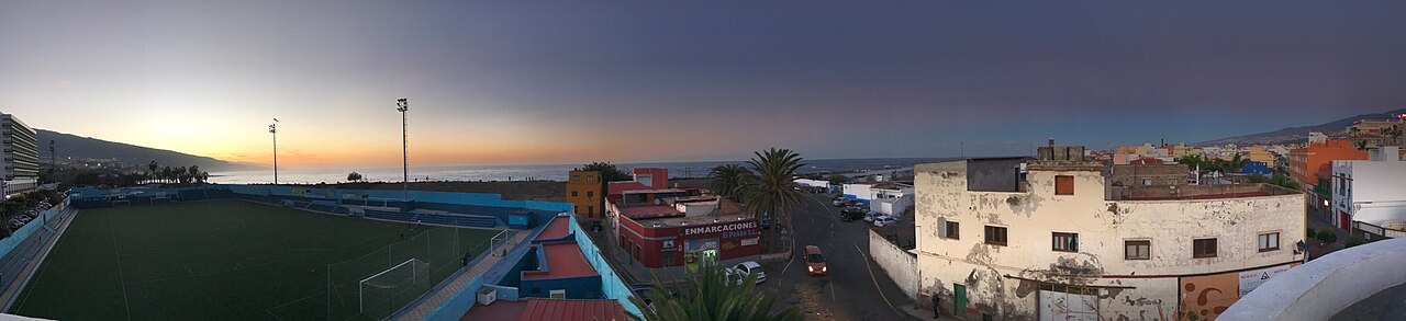 Puerto de la Cruz rooftops and Atlantic coastline